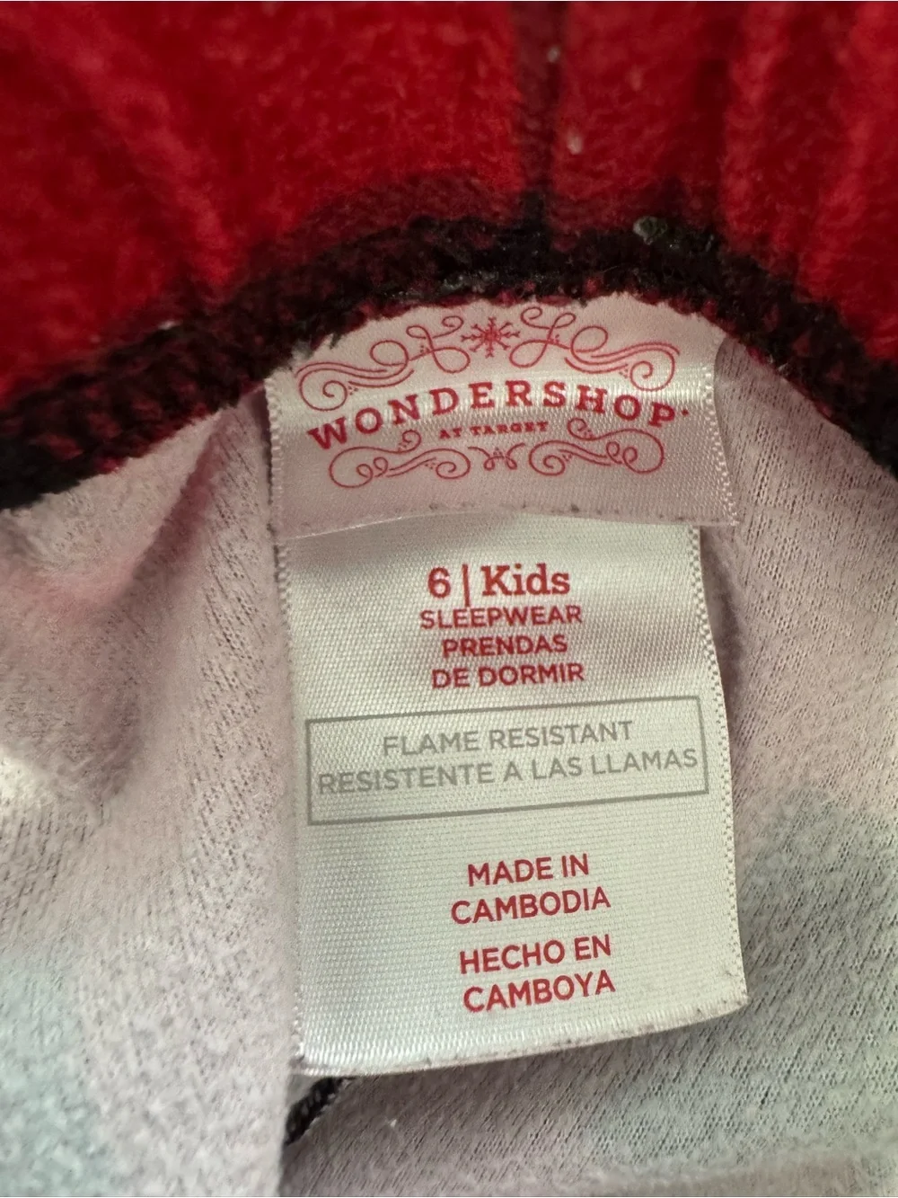 Wondershop Red and Black Buffalo Plaid Kids Pajama Set Size 6
